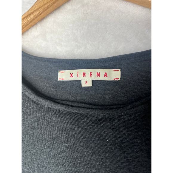 Xirena Black Rolled Neckline Round Hem Tshirt Basics Neutrals Quiet Luxury - Picture 3 of 6